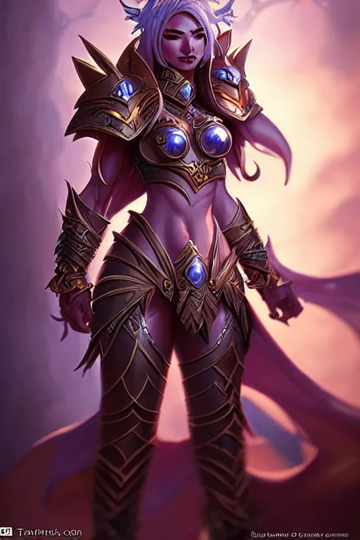 Image similar to sakimi chan, fantasy armor, detailed face, dynamic lighting, tony sart