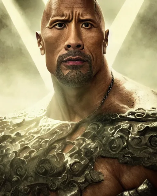 Image similar to dwayne johnson as the pope, gothic scene, dramatic light, lee ji - eun, illustration, atmosphere, focused, artstation, highly detailed, art by yuhong ding and chengwei pan and serafleur and ina wong