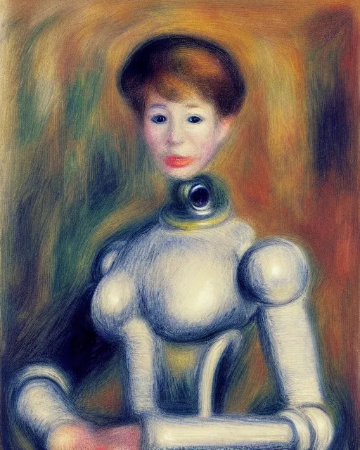 Image similar to portrait of a robot, in the style of Pierre-Auguste Renoir