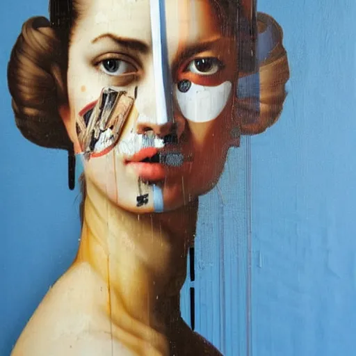 Image similar to portrait of a woman by Sandra Chevrier and Vermeer