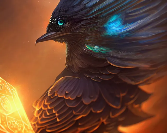 Prompt: magpie, deep focus, d & d, fantasy, intricate, elegant, highly detailed, digital painting, artstation, concept art, matte, sharp focus, illustration, hearthstone,