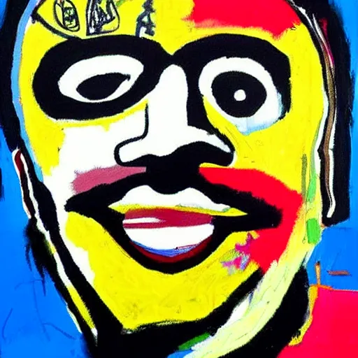 Prompt: jerry garcia portrait painted by jean michel - basquiat