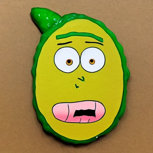 Image similar to morty from rick and morty as a pickle