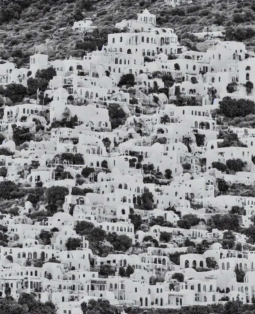 Prompt: 35mm photography of a single white greek isles house in the style of alex grey, minimalism