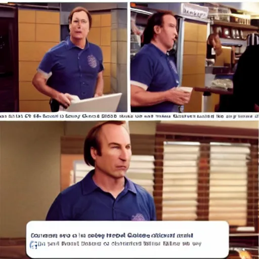 Image similar to bob odenkirk working at cinnabon, better call saul