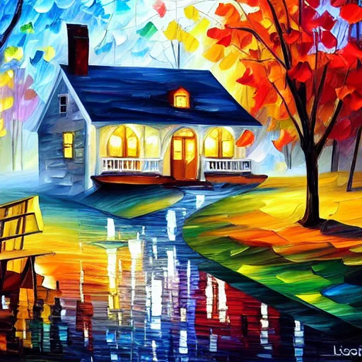 Prompt: cottage inspired by leonid afremov