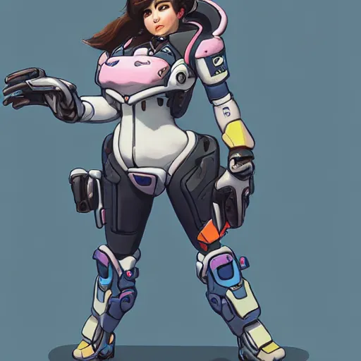 Image similar to D.VA from Overwatch wearing a police uniform by Kim Jung Gi, holding handcuffs in one hand Blizzard Concept Art Studio Ghibli. oil paint. 4k. by brom.