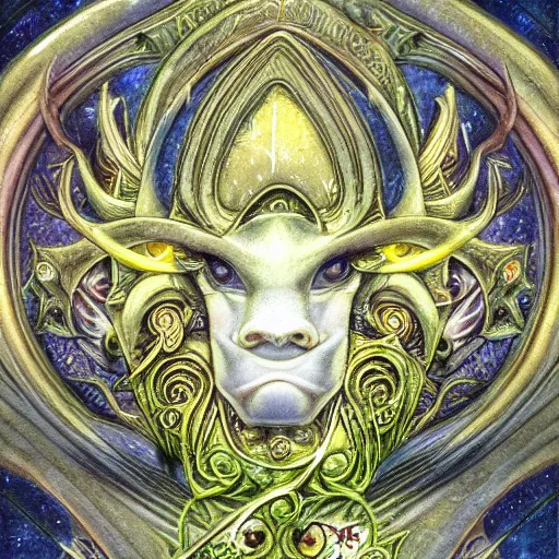 Image similar to detailed and sharp taurus artwork, mystic style, detailed, 8 k, detailed, symmetrical, by brian froud