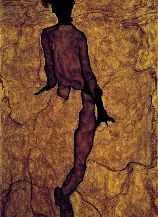 Prompt: shadows in the dark, backlight, extremely realistic and highly detailed painting by egon schiele, soft light, gold ratio