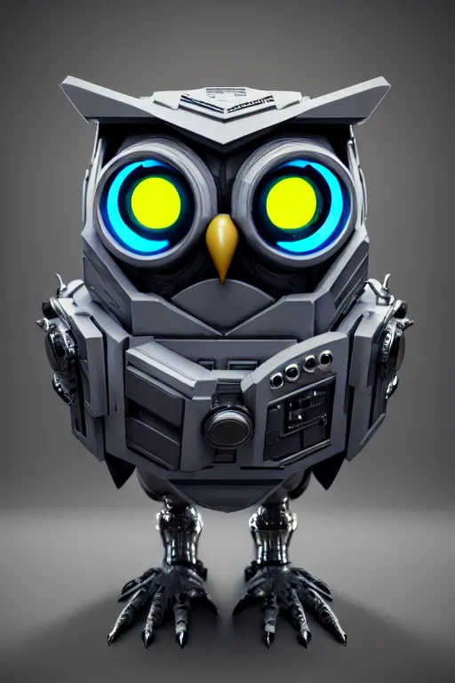 Image similar to high quality 3 d render very cute cyborg owl! with boombox!, cyberpunk highly detailed, unreal engine cinematic smooth, in the style of blade runner & detective pikachu, hannah yata charlie immer, moody light, low angle, uhd 8 k, sharp focus