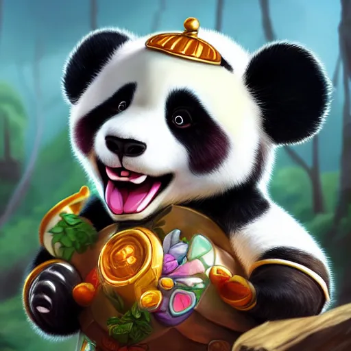 Image similar to a cartoon panda, Disney, digital art, highly detailed, award winning, concept art, intricate, sharp focus, masterpiece, Trending on Artstation HQ, unreal engine 5, 4K UHD image