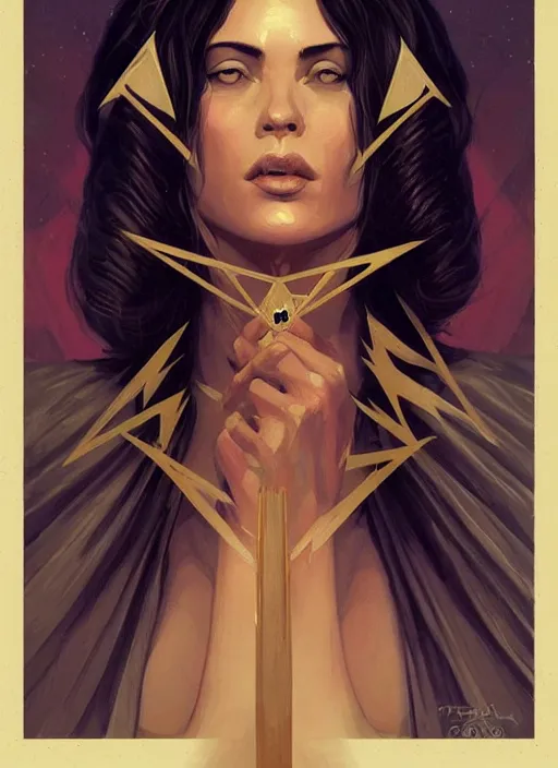 Image similar to tarot!!, high priestess, no noise, elegant, concept art, sharp focus, beautiful face!!, digital art, smooth defined outlines!!, human anatomy, human structure, vector background, dark fantasy, by Brom, trending on Artstation, Tom Bagshaw, Sargent