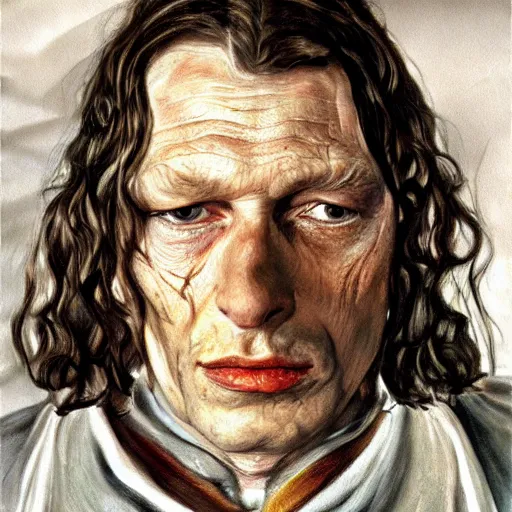 Image similar to high quality high detail painting by lucian freud, hd, arwen from lord of the rings