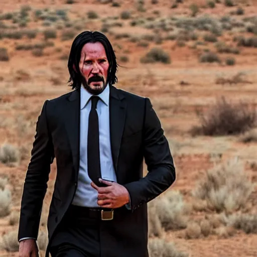 Image similar to john wick in new mexico, 4k, high detail, high-resolution photograph, ultra-detail