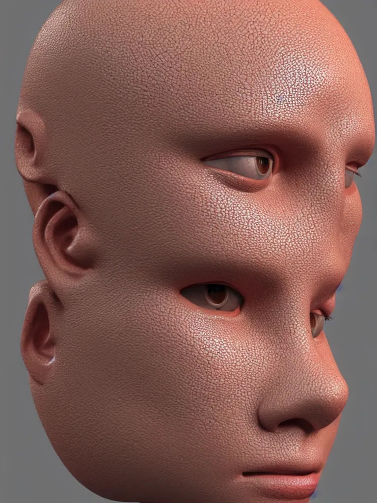 Prompt: simple 3 d primitive tube shape, texture - mapped with pale realistic colored human skin, photoreal colors and details, small hairs, pores, straight smooth vertical, highly realistic bump map, surface painter, 4 k, renderman