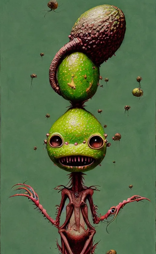 Image similar to anthro avocado creature painting by chiara bautista, beksinski and norman rockwell and greg rutkowski weta studio, and lucasfilm