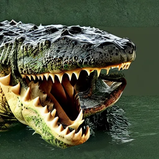 Image similar to a photoshop of a crocodile being eaten by a dragon