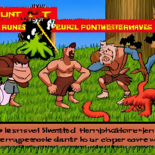 Image similar to playstation 1 rpg screenshot of ultimate caveman adventures jrpg