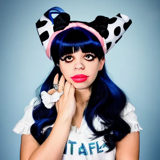 Image similar to Melanie Martinez, XF IQ4, 150MP, 50mm, f/1.4, ISO 200, 1/160s, natural light, Adobe Photoshop, Adobe Lightroom, DxO Photolab, Corel PaintShop Pro, rule of thirds, symmetrical balance, depth layering, polarizing filter, Sense of Depth, AI enhanced