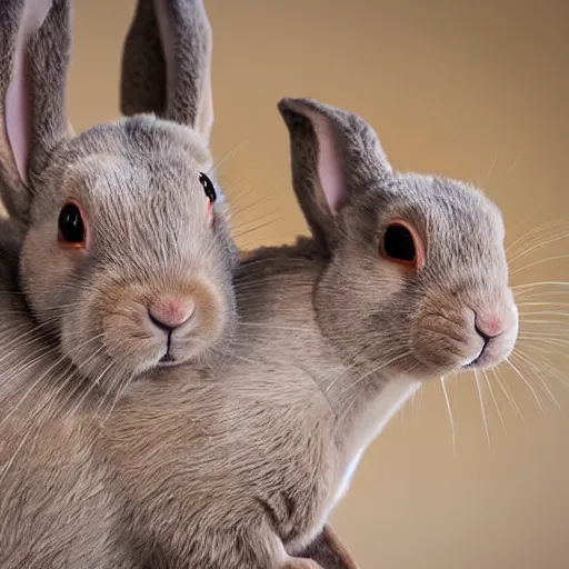 Image similar to close-up of a pair of parasitic bunnies. Horror, Photography, Canon