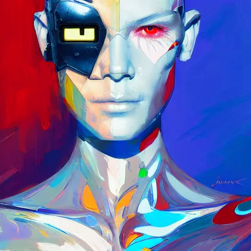 Prompt: palette knife artwork of a cyborg, sharp focus, by james jean, by rossdraws, frank franzzeta, sakimichan