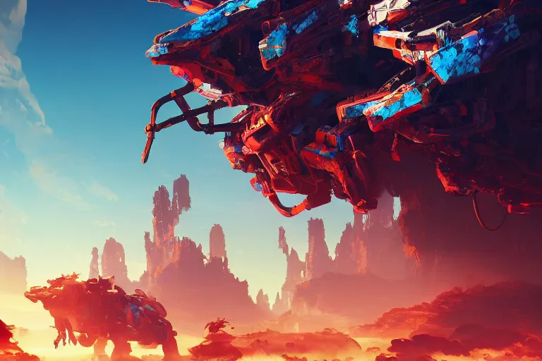 Image similar to sunwing machine mecanical creature robot of horizon forbidden west horizon zero dawn bioluminiscence global illumination ray tracing hdr fanart arstation by ian pesty and alena aenami artworks in 4 k