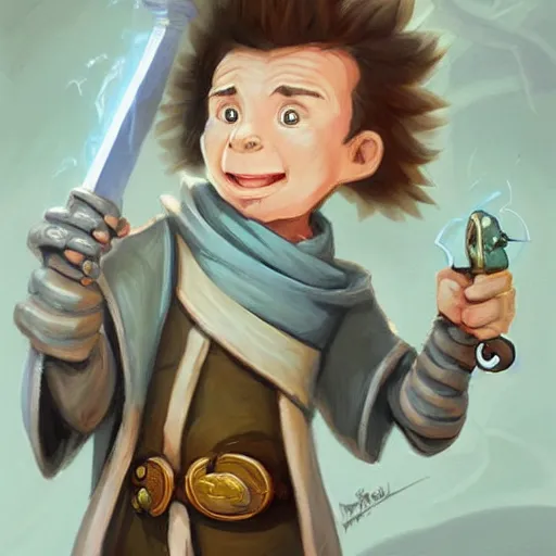 Image similar to cute little anthropomorphic rick astley, wielding a magic staff, tiny, small, short, wizard robe, cute and adorable, pretty, beautiful, dnd character art portrait, matte fantasy painting, deviantart artstation, by jason felix by steve argyle by tyler jacobson by peter mohrbacher, cinema