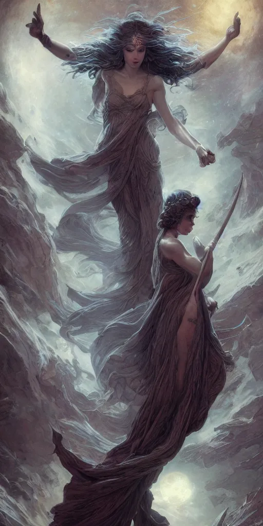 Prompt: goddess, masterpiece , cinematic, powerful, moon beams dramatic light, highly, intricate elements, hollow souls, detailed, digital painting, artstation, concept art, sharp focus, illustration, dynamic by Edgar Maxence and Ross Tran and Michael Whelan art by Livia Prima and Tom bagshow and Mitch Foust, Frank frazetta