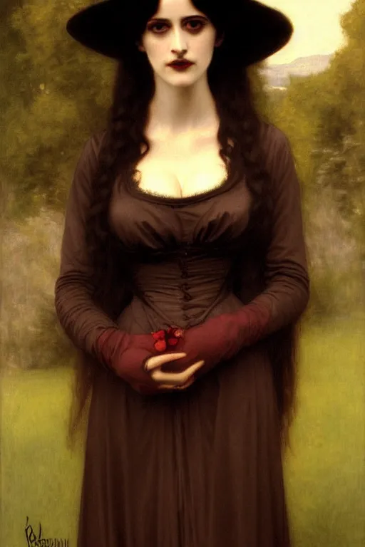 Image similar to victorian vampire eva green painting by rossetti bouguereau, detailed art, artstation