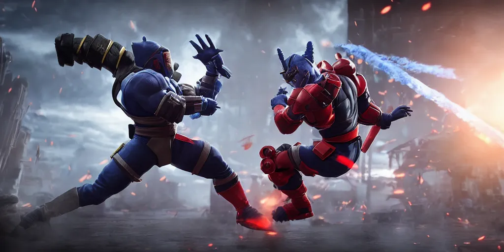 Prompt: kakashi and optimus prime fighting in mortal kombat style, unreal 5, hyperrealistic, realistic, photorealistic, dynamic lighting, highly detailed, cinematic landscape, studio landscape, studio lighting