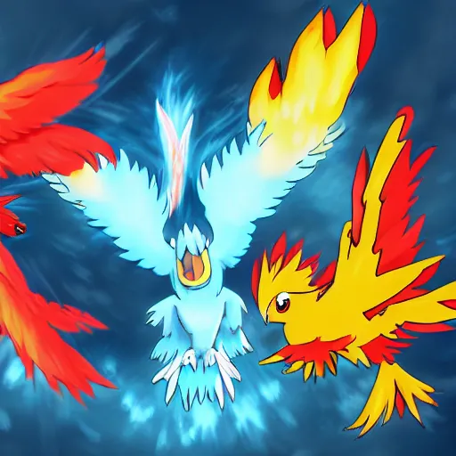 Drawing Articuno, Zapdos and Moltres 