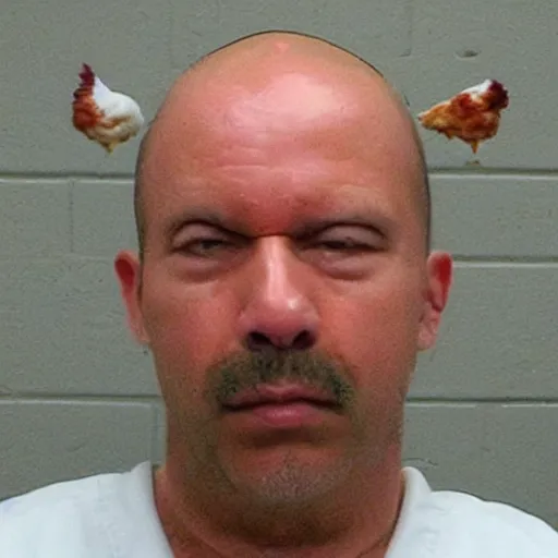 Image similar to inmate that has a chicken head