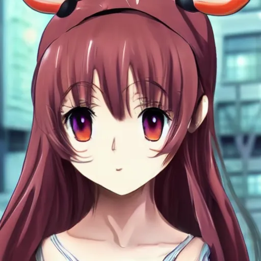 Image similar to anime girl with 2 small horns on head