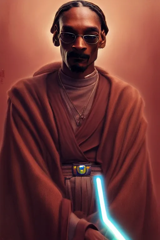 Image similar to breathtaking detailed concept art painting of a jedi snoop dogg, by hsiao - ron cheng, bizarre compositions, exquisite detail, extremely moody lighting, 8 k