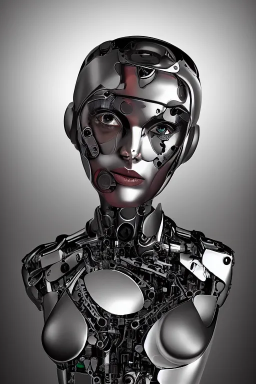 Image similar to robot with human face, female head, woman human face, human face realistic, human head, cyborg frame concept, cyborg by ales-kotnik, sci-fi android female