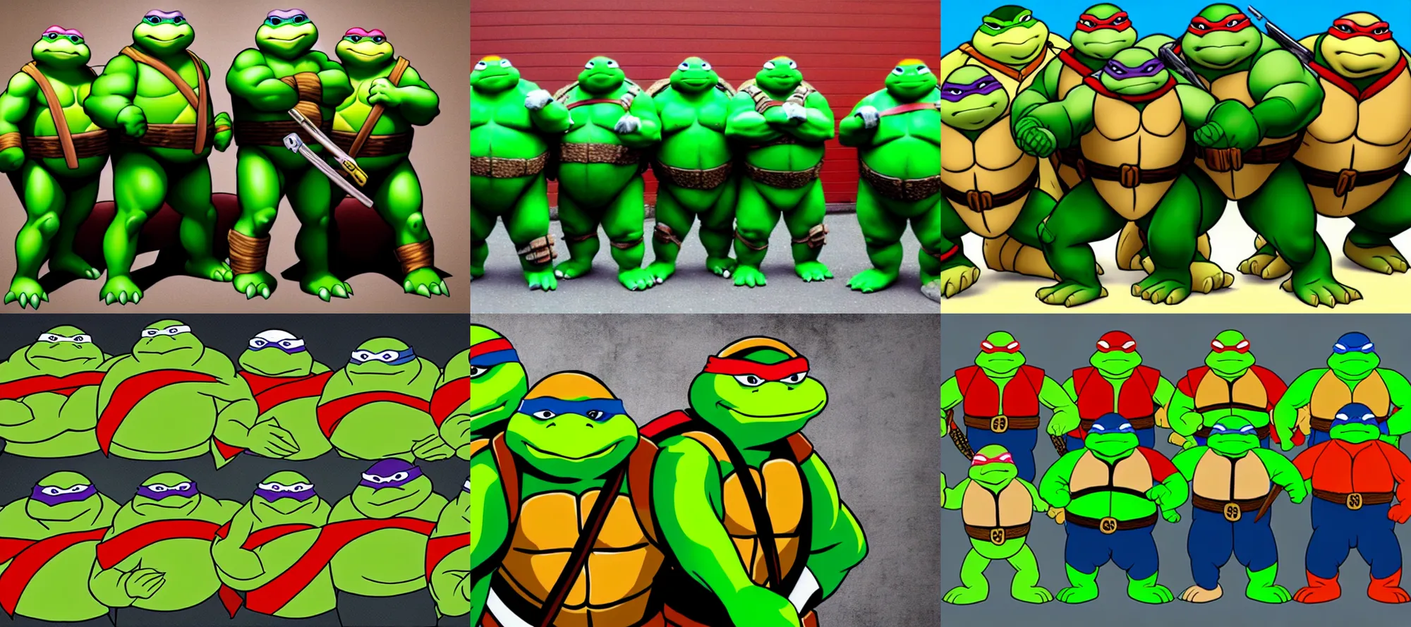 Prompt: overweight teenage mutant ninja turtles