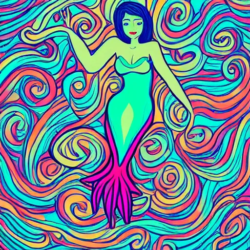 Prompt: Full body mermaid swimming in the sea, Anthropomorphized, portrait, highly detailed, colorful, illustration, smooth and clean vector curves, no jagged lines, vector art, smooth, ArtStation