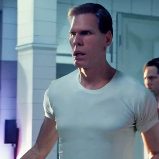 Image similar to Live Action Still of Jerma in Die Hard, real life, hyperrealistic, ultra realistic, realistic, highly detailed, epic, HD quality, 8k resolution, body and headshot, film still