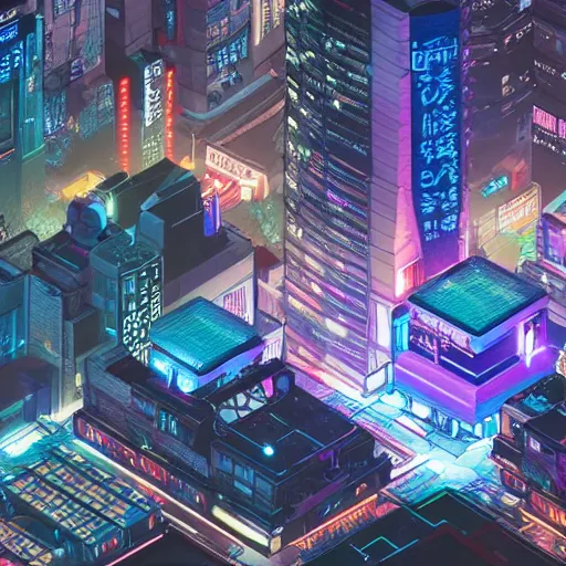 Prompt: stunning isometric view of neo tokyo at night, 4k, dramatic lighting, cyberpunk, akira neo tokyo, unreal engine