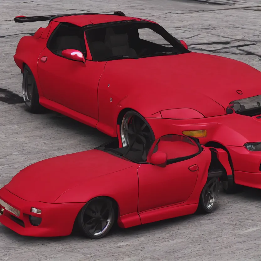 Image similar to supra mk 4, miata na, kyza saleem, realistic, 4 k, red