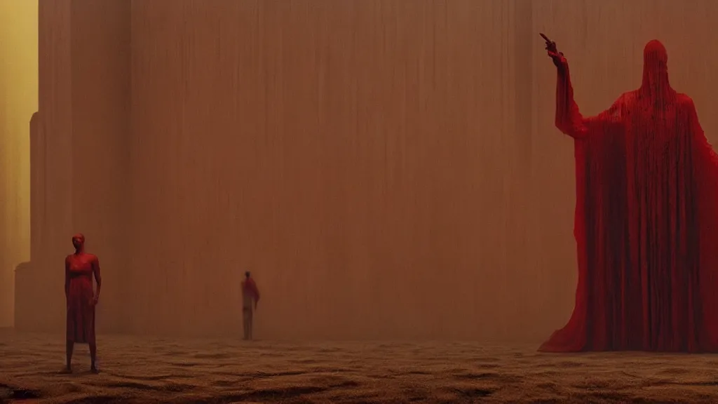 Image similar to blood drips through golden art deco, film still from the movie directed by Denis Villeneuve with art direction by Zdzisław Beksiński