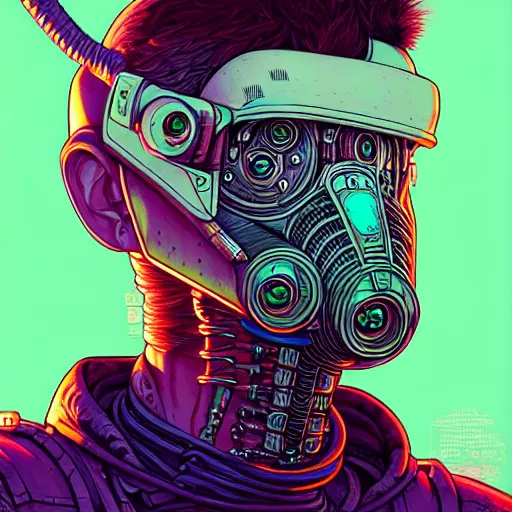 Image similar to portrait painting of a cyberpunk road warrior, sharp focus, award - winning, trending on artstation, masterpiece, highly detailed, intricate. art by josan gonzales and moebius and deathburger