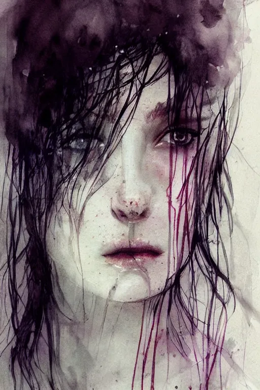 Prompt: sad woman portrait art by agnes cecile, beautiful, soft, smooth, solitude, dramatic, peaceful