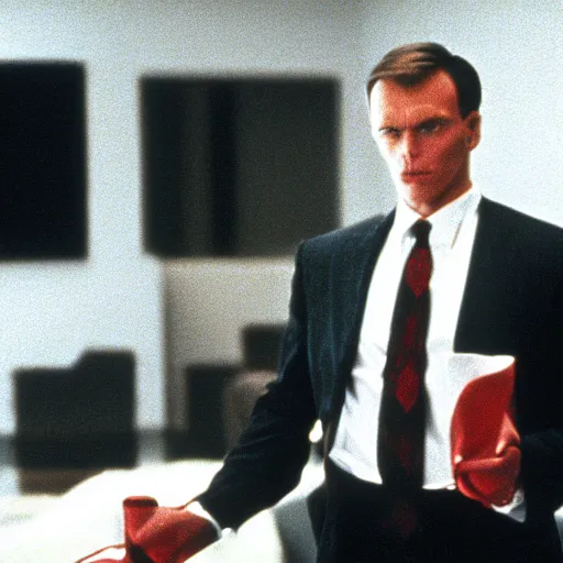 Prompt: Hans Hermann Hoppe in American Psycho (1999)