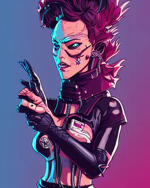 Image similar to a punk girl with a huge power glove, bust shot, smooth, intricate, elegant, power aura, digital painting, artstation, concept art, sharp focus, illustration, art by josan gonzalez, high contrast