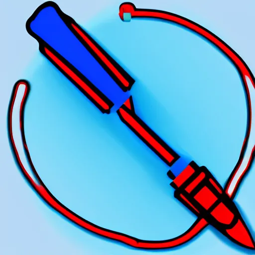 Prompt: logo of a pen tip, with ai theme, cool red and blue wires running through the pen, trending on logostation