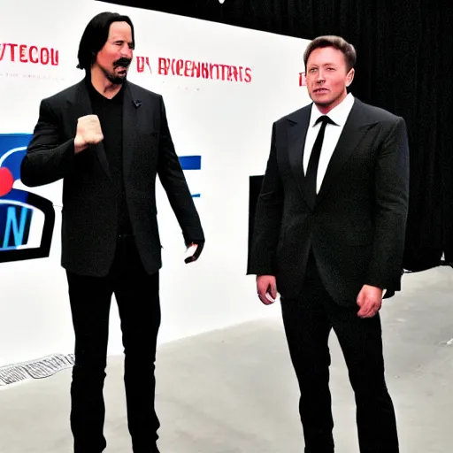 Image similar to Keanu reeves fights elon musk boxing