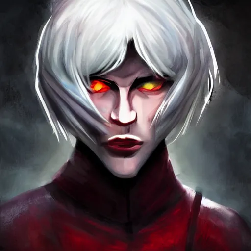 Image similar to male rogue, dungeons and dragons, red eyes, face covered, dark and mysterious