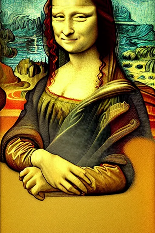 Image similar to mona lisa by van gogh