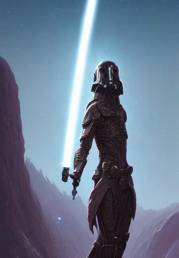 Image similar to highly detailed full body portrait of an unknown star wars character as a religious alien, in skyrim, stephen bliss, unreal engine, fantasy art by greg rutkowski, loish, rhads, ferdinand knab, makoto shinkai and lois van baarle, ilya kuvshinov, rossdraws, tom bagshaw, global illumination, radiant light, detailed and intricate environment